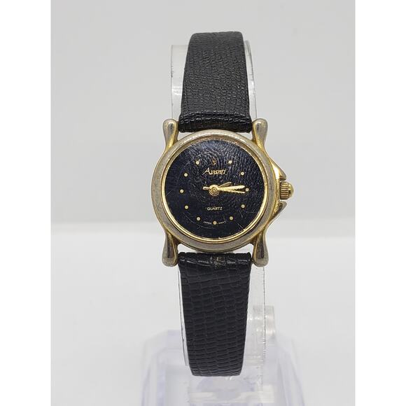 Avanti women\'s watch, Y121. Black face with gold accents black adjustable band main image 8